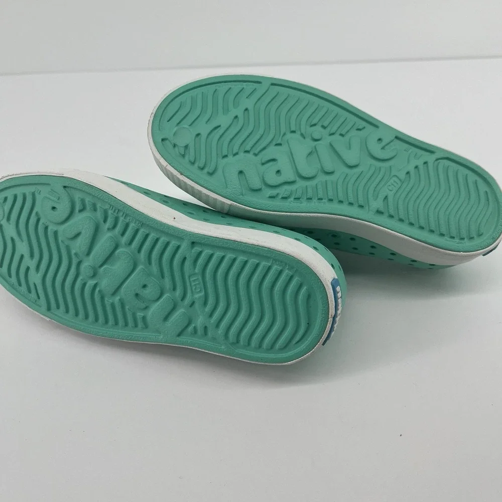 Native Jefferson Kids Fresco Green Shell White Slip On Water Shoes Sneakers C11